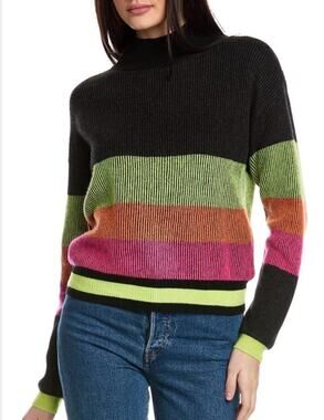 Brodie Cashmere Colorblock Mock Neck Sweater M